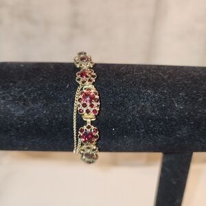 Ant. Victorian Bohemian Garnet Bracelet 6 Inches Long No Stamped